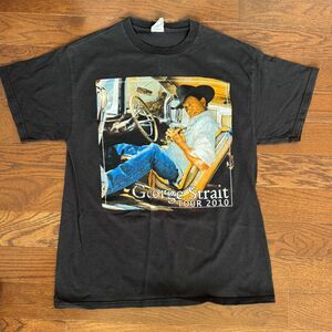 Vtg George Strait Reba Tour Shirt Mens Sz L Black Y2K Concert Band Country Tee